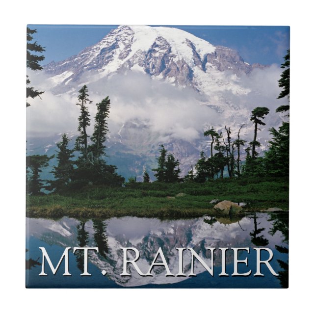 Azulejo Monte Rainier | Reflejo en una laguna de montaña (Frente)