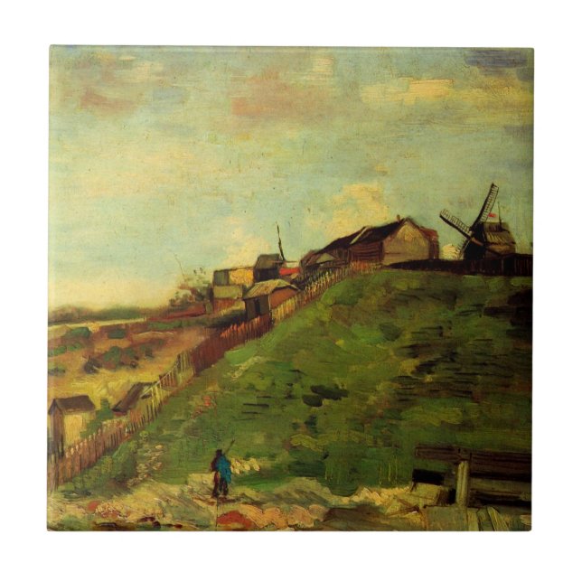 Azulejo Montmartre: Quarry, los molinos de Vincent van Gog (Frente)