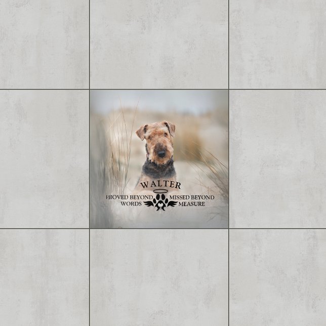 Azulejo Monumento al perro - Amado más allá de las palabra (Dog Memorial - Loved Beyond Words - Custom Photo Ceramic Tile
)