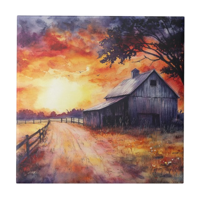 Azulejo Moody Farm Sunset (Frente)