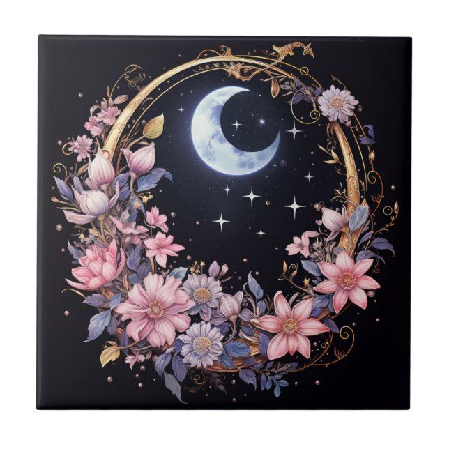 Azulejo Moon Flower Garden Cerámica Tile (Frente)