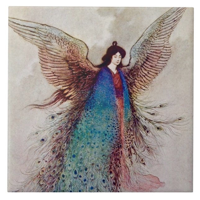 Azulejo “Moon Maiden” Fairy Art by Warwick Goble (Frente)