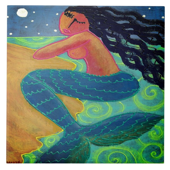 Azulejo Moonlight Mermaid Resumen Arte (Frente)