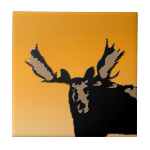 Azulejo Moose al atardecer - Original Wildlife Art