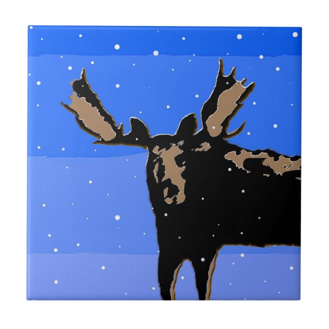Azulejo Moose in Winter - Original Wildlife Art (Frente)