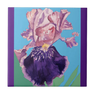 Azulejo Morado Iris Flores acuarela iris Cerámica Tile