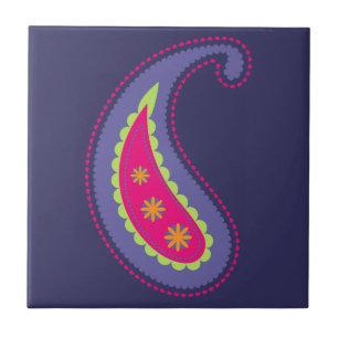 Azulejo Morado y rosa paisley