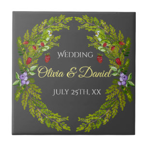 Azulejo Moras de la selva acuática boda wreath