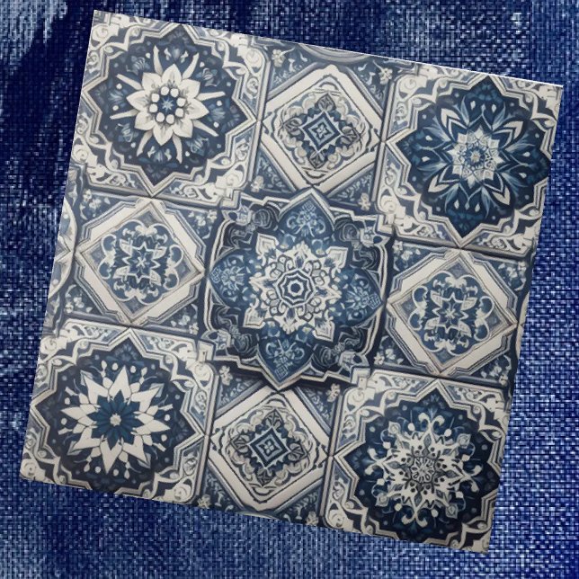 Azulejo Moroccan Mediterranean Blue & White Tile Pattern (Subido por el creador)
