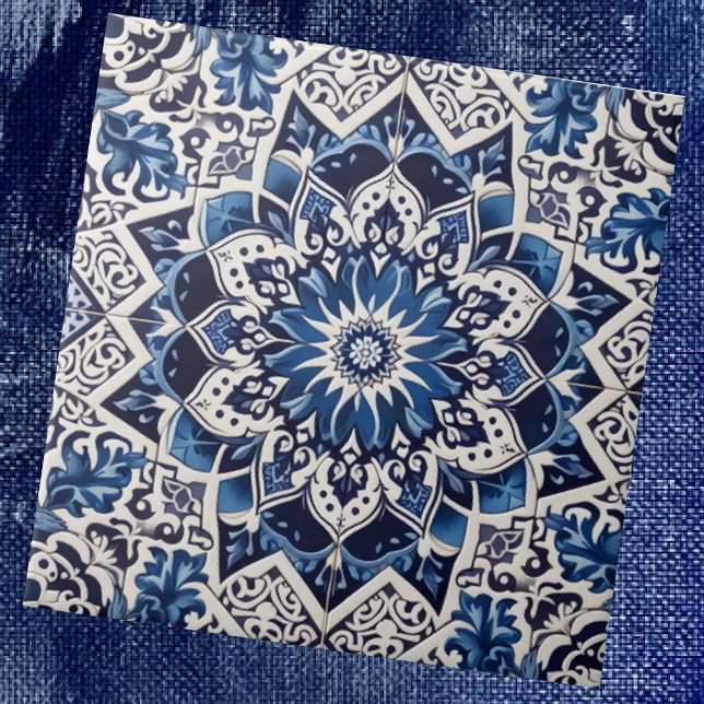 Azulejo Moroccan Mediterranean Blue & White Tile Pattern (Subido por el creador)
