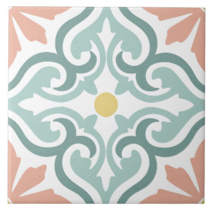 Azulejo Moroccan Mediterráneo Ornamental Verde Azulado Mel