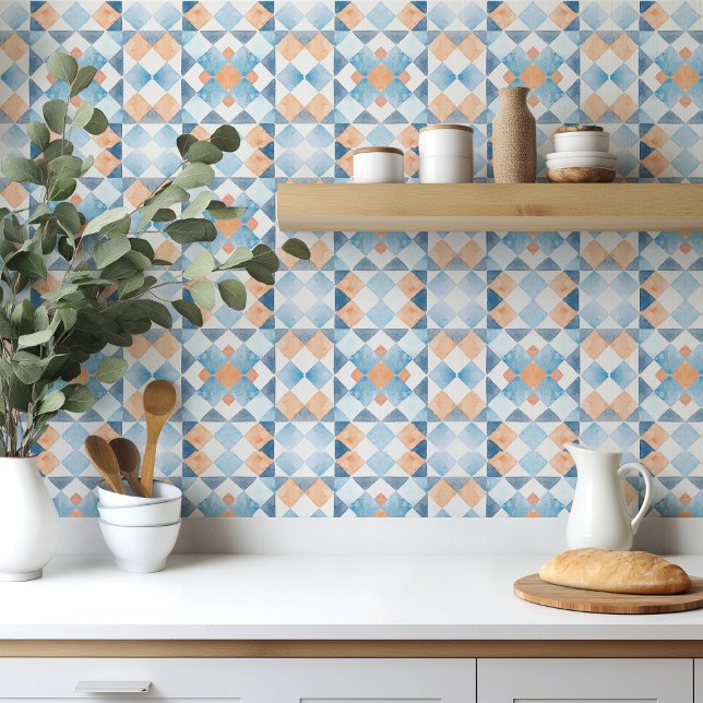 Azulejo Moroccan style tile geometric orange blue summer (Subido por el creador)
