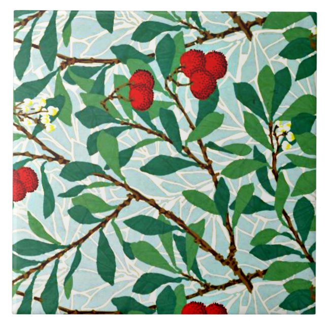 Azulejo Morris - Arbatus, rojo berry, famoso patrón (Frente)