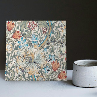 Azulejo Morris Golden Lily Patrón floral Art Nouveau