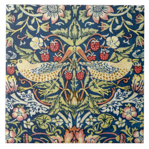 Azulejo Morris - Pájaro de fresa y patrón floral