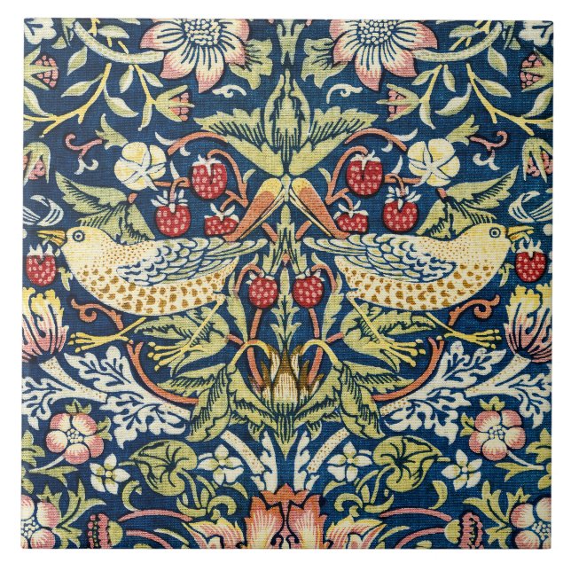 Azulejo Morris Strawberry Thief Amarillo Marfil Pizarra Az (Frente)