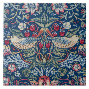 Azulejo Morris Strawberry Thief Clásico Índigo Azul Fino