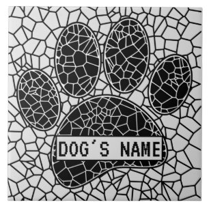 Azulejo Mosaic Art Dog Paw Imprimir nombre personalizado