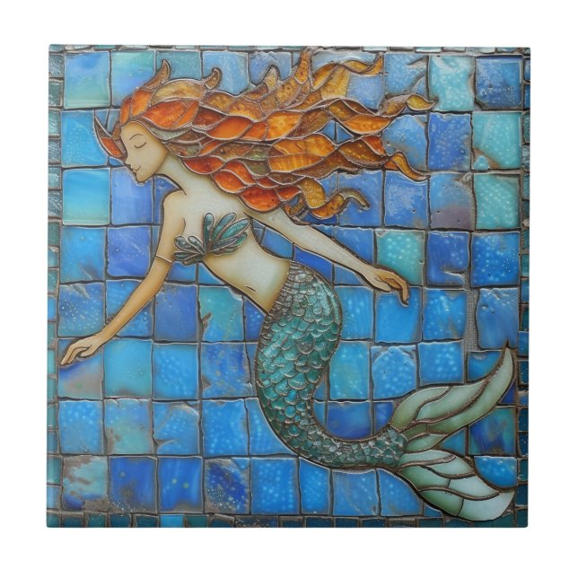 Azulejo Mosaic Mermaid Aqua Marine (Frente)