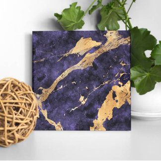 Azulejo Mosaico abstracto de oro violeta - Elegante acento