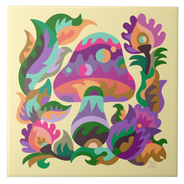 Azulejo Mosaico Arcoiris Magia Cerámica Tile (Frente)