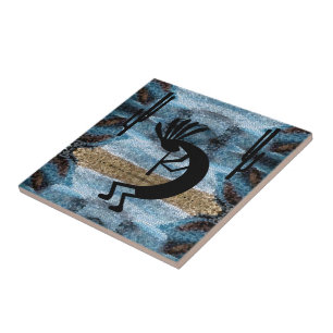 Azulejo Mosaico azul del desierto del suroeste de Kokopell