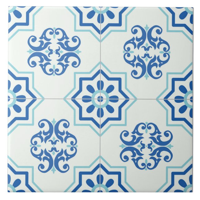 Azulejo Mosaico azul geométrico decorativo (Frente)