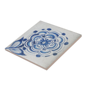Azulejo Mosaico azul y blanco de Repro Victorian