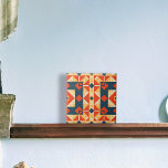 Azulejo Mosaico bohemio geométrico Naranja azul rojo marro<br><div class="desc">El diseño de baldosas es moderno y vibrante,  con un patrón impecable de formas geométricas en rojo,  azul oscuro,  naranja y amarillo.</div>