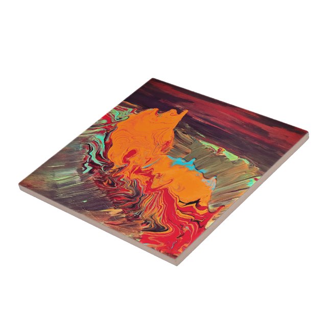 Azulejo Mosaico cerámico abstracto "Naranja ráfaga" (Lado)