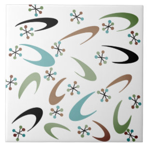 Azulejo Mosaico Cerámico Atómico De Mediano Siglo