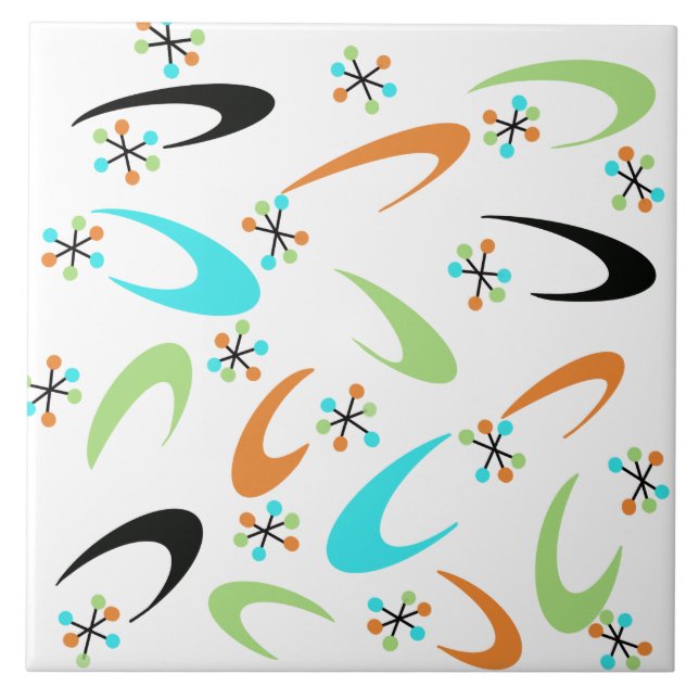 Azulejo Mosaico Cerámico Atómico De Mediano Siglo (Frente)