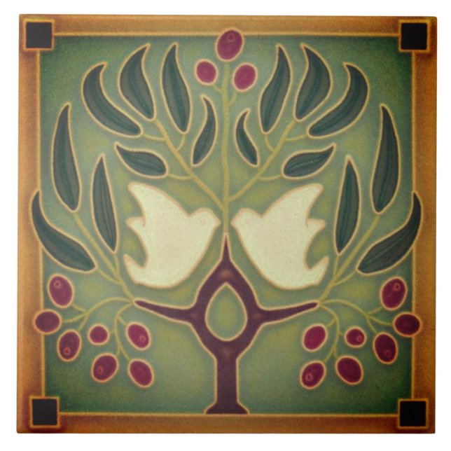 Azulejo Mosaico cerámico - Aves amorosas (Frente)
