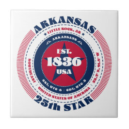 Azulejo Mosaico cerámico de Arkansas Rojo, Blanco y Azul