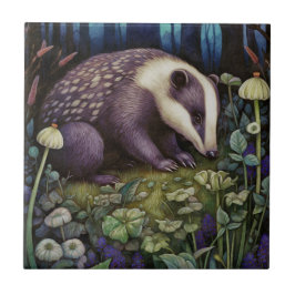Azulejo Mosaico cerámico de Badger de Medianoche
