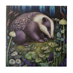 Azulejo Mosaico cerámico de Badger de Medianoche