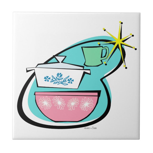 Azulejo Mosaico cerámico de diseño de cocinas atómicas (Frente)