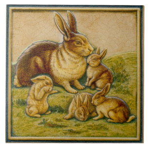 Azulejo Mosaico cerámico de diseño de familia de conejos