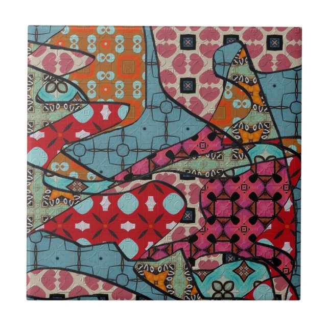 Azulejo Mosaico cerámico de diseño retro (Frente)
