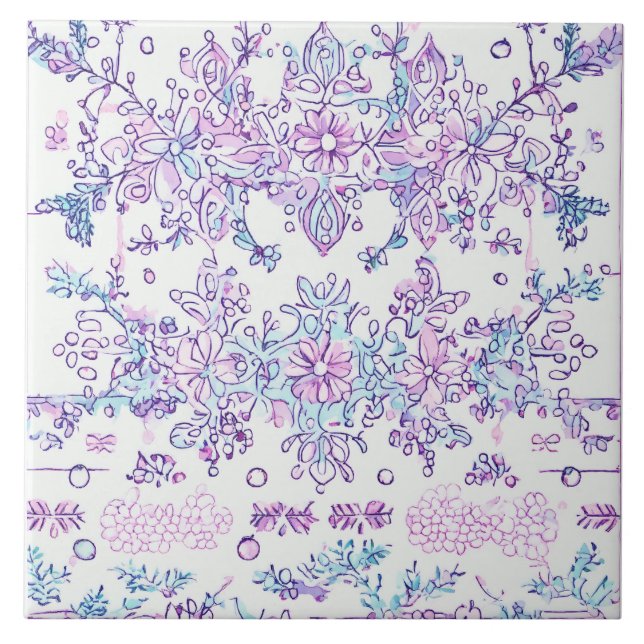 Azulejo Mosaico cerámico de flor Rosa (Frente)