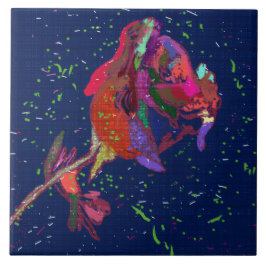 Azulejo Mosaico cerámico de flores de colores vivos