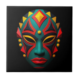 Azulejo Mosaico cerámico de mascarilla africana
