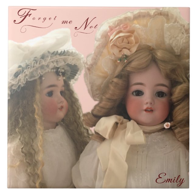 Azulejo Mosaico cerámico de muñecas antiguas personalizada (Frente)