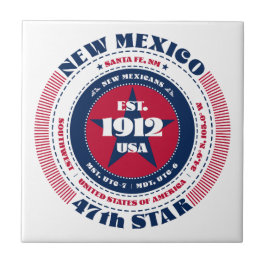 Azulejo Mosaico cerámico de Nuevo México rojo, blanco y az