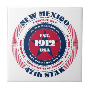 Azulejo Mosaico cerámico de Nuevo México rojo, blanco y az