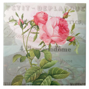 Azulejo Mosaico cerámico de rosas rosadas Redoun
