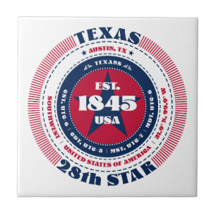 Azulejo Mosaico cerámico de Texas rojo, blanco y azul