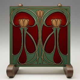 Azulejo Mosaico cerámico de tulipano Art Nouveau