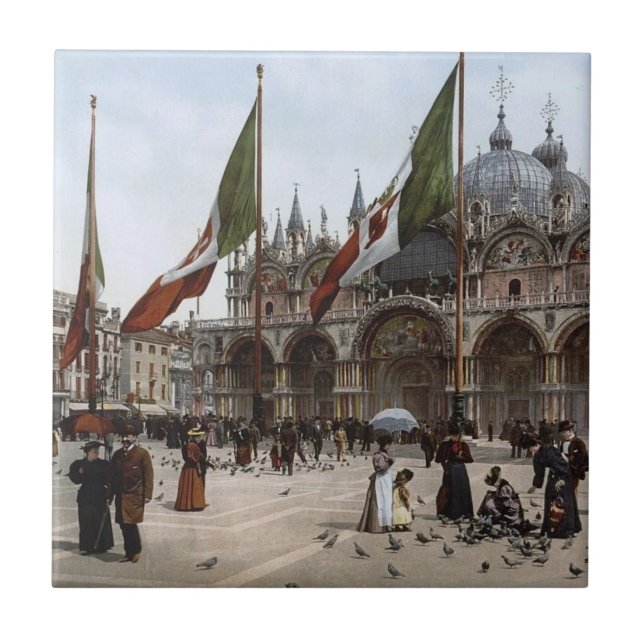 Azulejo Mosaico cerámico de Venecia, pequeño (4,25" x 4,25 (Frente)