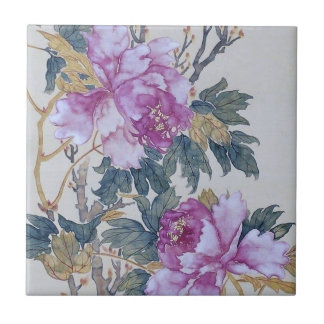 Azulejo Mosaico cerámico floral, pequeño (4,25" x 4,25")